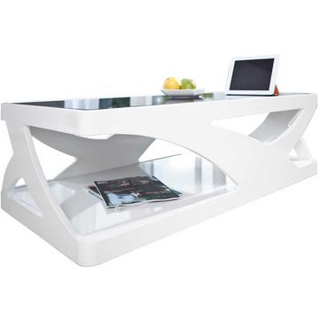 Couchtisch 120x60x38cm weiss-schwarz Fiberglas