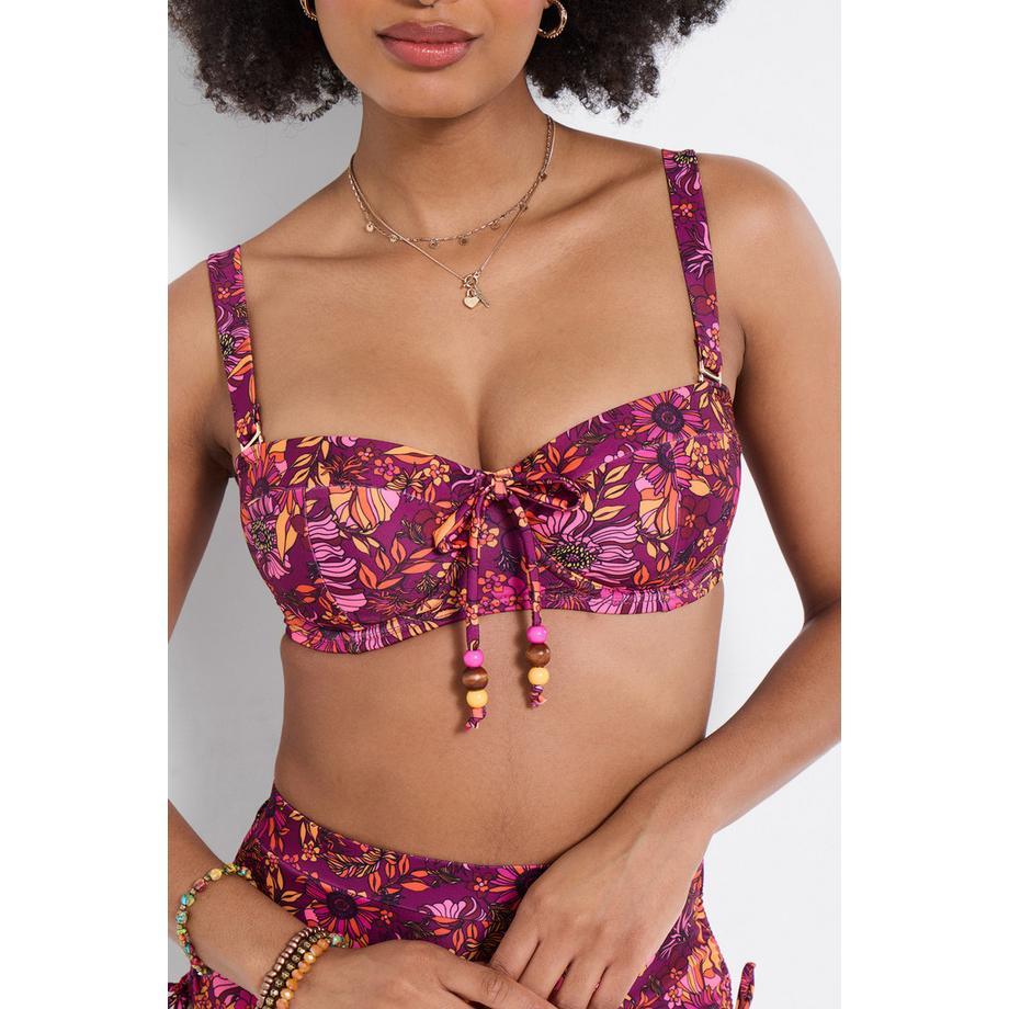 Joe Browns Haut de Bikini Imprimé Floral avec Finitions Dorées et Nœud Perlé  
