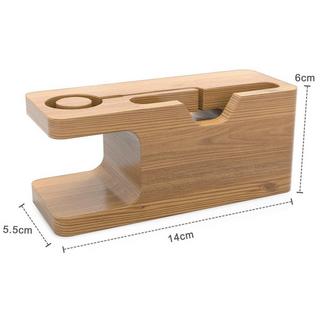 Cadorabo  Docking Station - Ladestation aus Echtholz Bambus - Kompatibel mit alle Smartphones und Smartwatches 