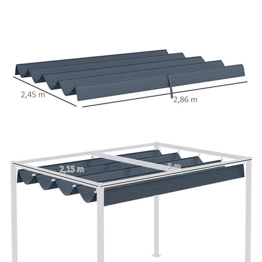 Northio Ersatzdach Für Pergola, Ca. 3 X 2,5 M Pergola-Schattenabdeckung, Pergola-Dach Mit Uv-Schutz, Für 3 X 2,15 M Dunkelgrau  