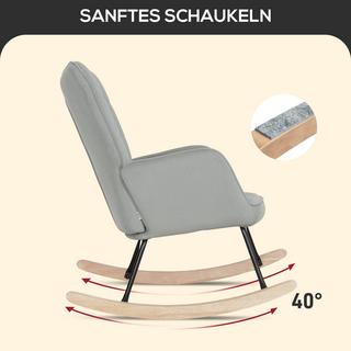 Northio Fauteuil à bascule, fauteuil à bascule aspect velours, accoudoir, fauteuil avec patins en bois, fauteuil de relaxation pour salon, chambre à coucher, gris clair  