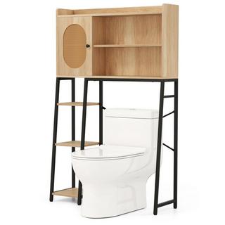 Northix Mobile WC con anta in rattan PE Mensola WC con ripiano regolabile naturale  
