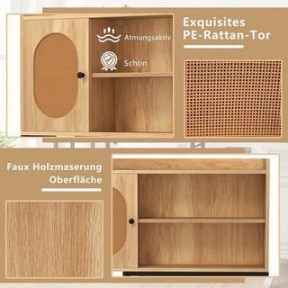 Northix Mobile WC con anta in rattan PE Mensola WC con ripiano regolabile naturale  