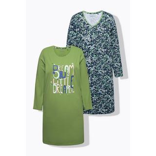 Ulla Popken  Bigshirts, 2er-Pack, Rundhals/V-Ausschnitt, Langarm 