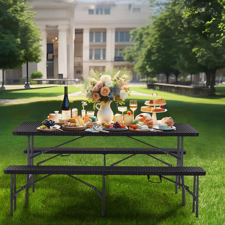 Arebos Set Tenda Della Birra Tavolo Pieghevole Panche Pieghevoli  