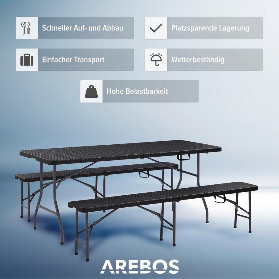 Arebos Set Tenda Della Birra Tavolo Pieghevole Panche Pieghevoli  