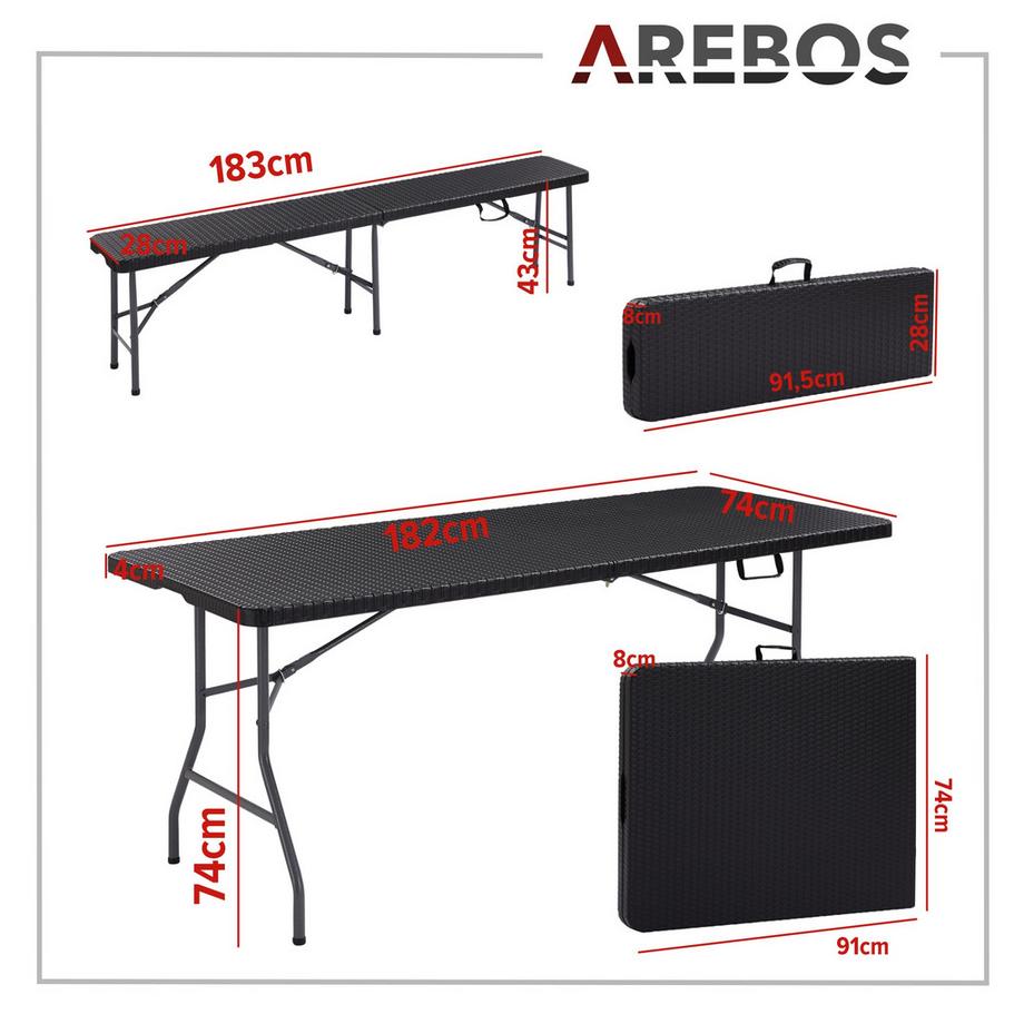 Arebos Set Tenda Della Birra Tavolo Pieghevole Panche Pieghevoli  