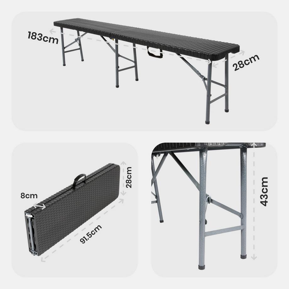 Arebos Bierzeltgarnitur Festzeltgarnitur Campingset Sitzgruppe klappbar Rattan  