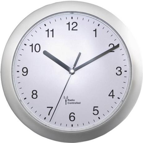 EUROTIME Radiocontrollato Orologio da parete 25 cm x 3.8 cm Argento  