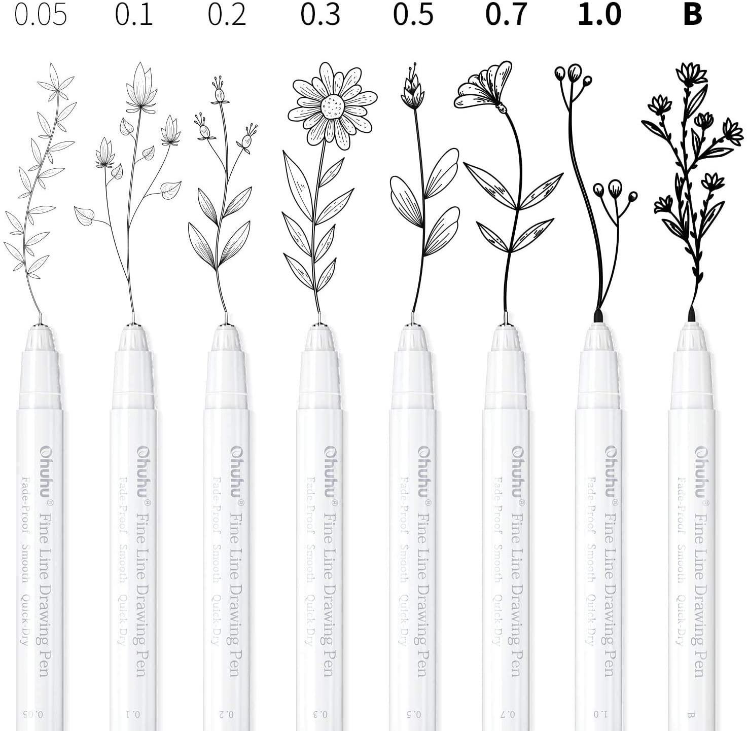 Ohuhu  Feutres fins - 8 tailles de pointes différentes 