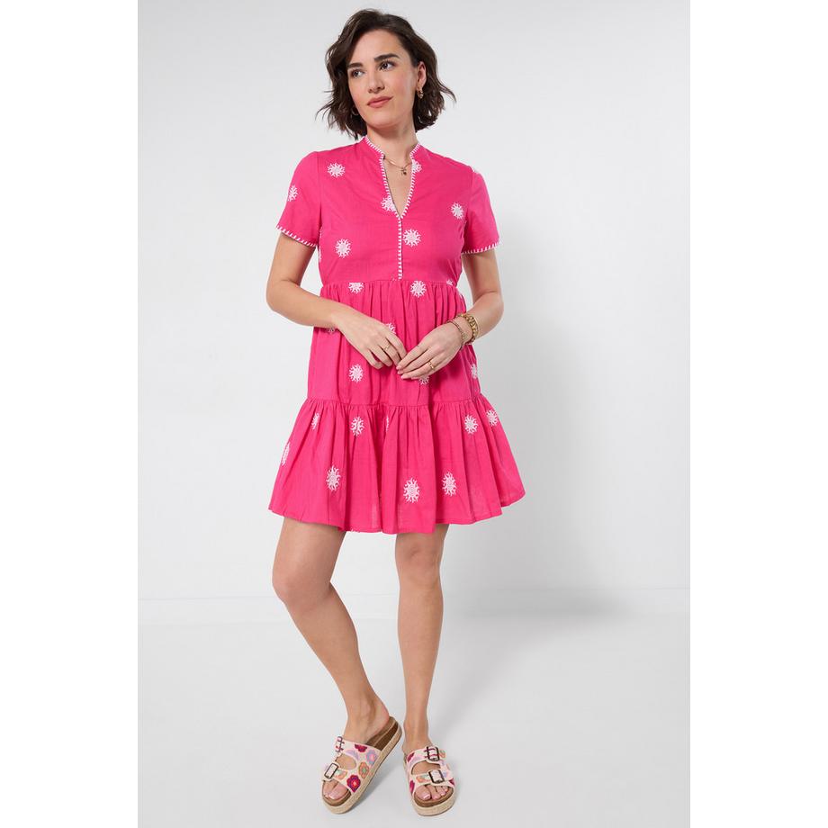 Joe Browns Robe Tunique Boho Brodee avec Effet Cache-Coeur  