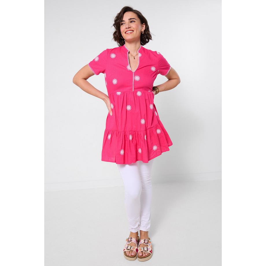 Robe Tunique Bobo Brodée avec Effet Cache-Cœur