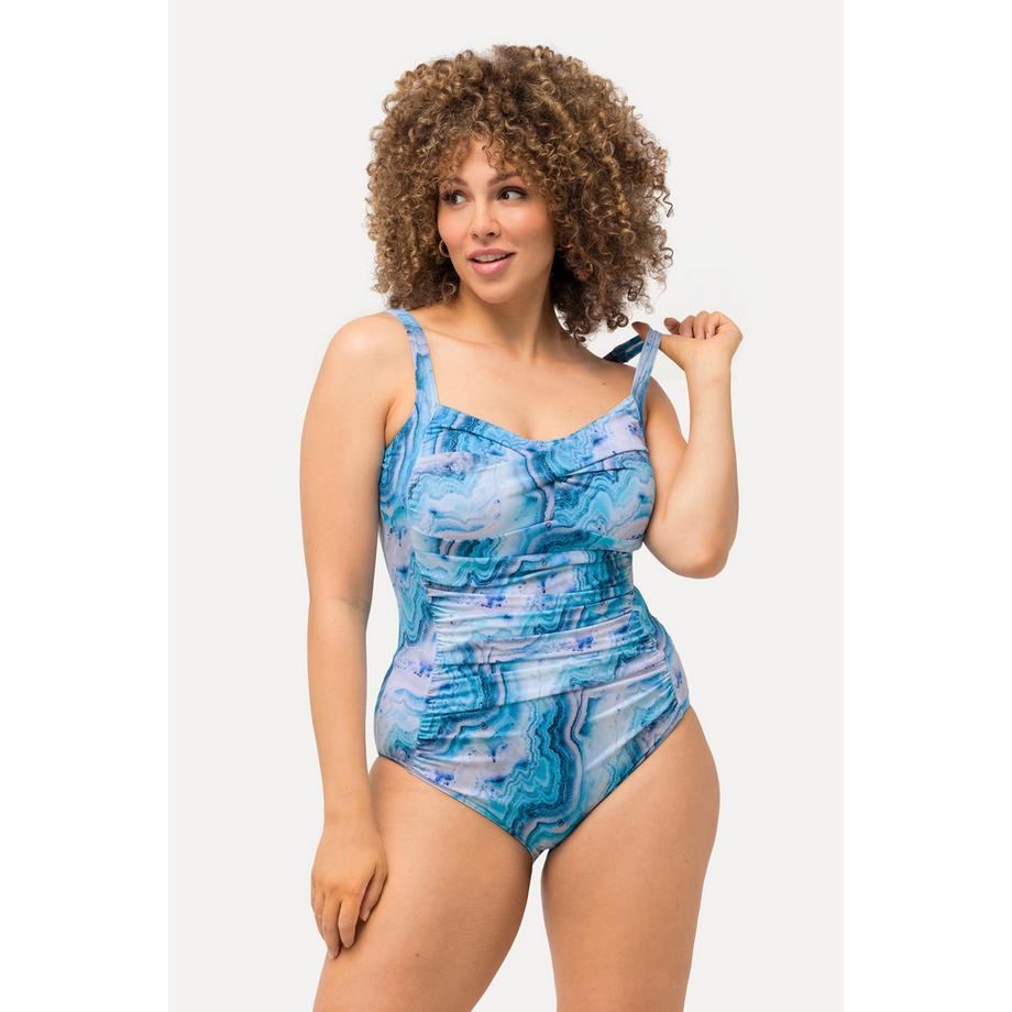 Ulla Popken Maillot de bain drapé motif marbré bonnets souples  