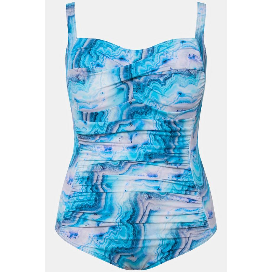 Ulla Popken Maillot de bain drapé motif marbré bonnets souples  