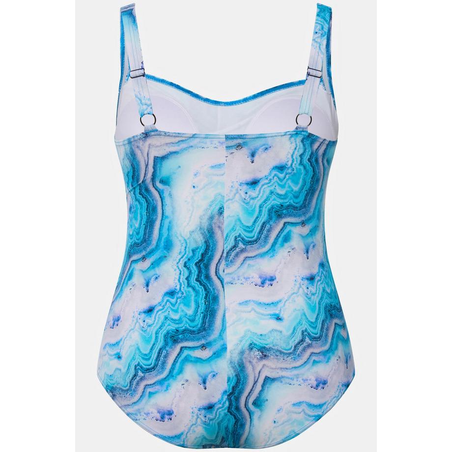 Ulla Popken Maillot de bain drapé motif marbré bonnets souples  