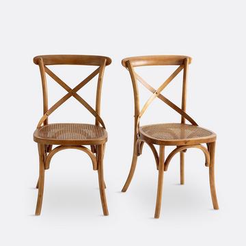 Lot de 2 chaises bois et cannage Cedak