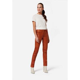 RICANO  Pantaloni in pelle da donna 9809, vita alta, stile 5 tasche 