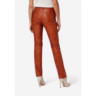 RICANO  Pantaloni in pelle da donna 9809, vita alta, stile 5 tasche 