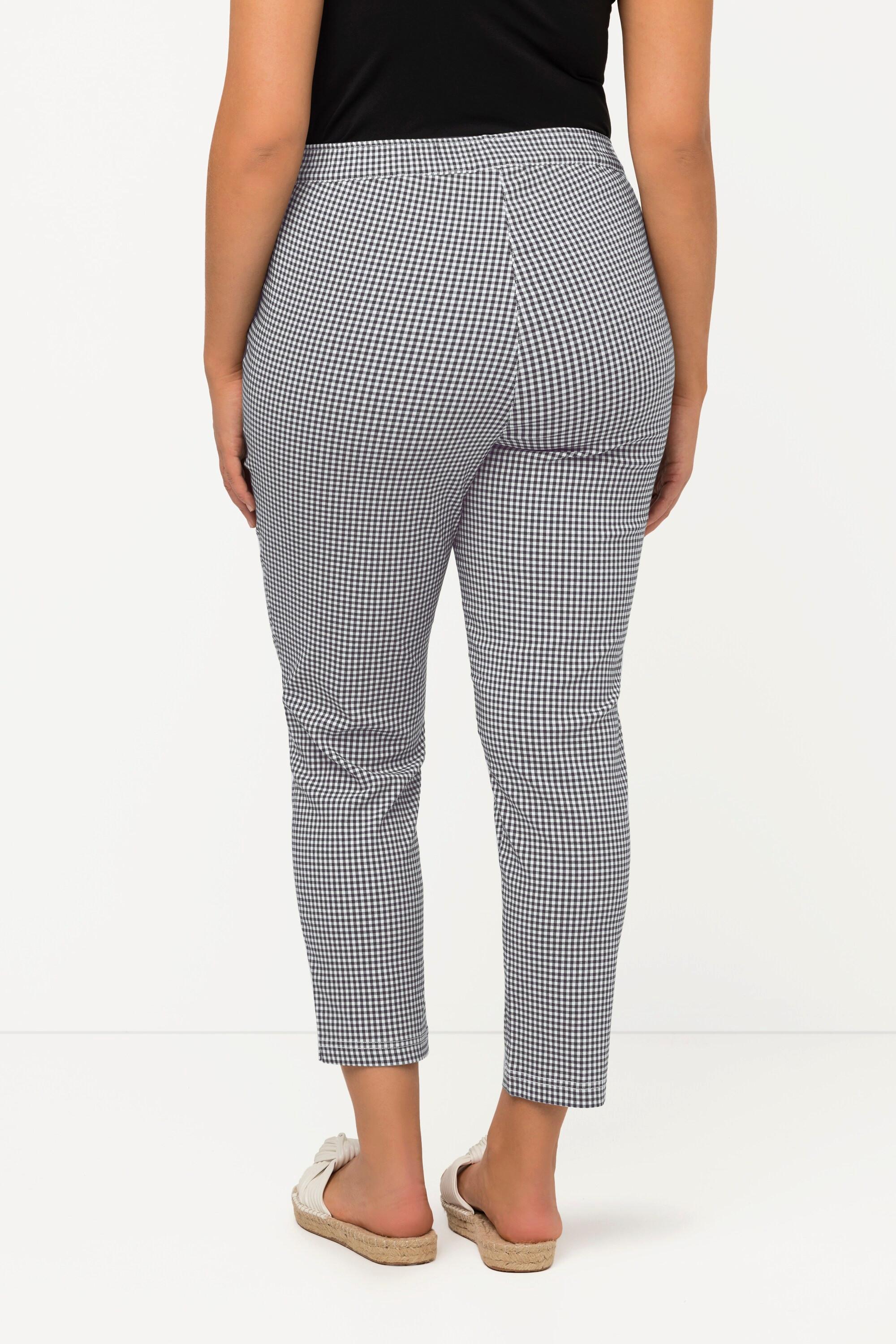 Ulla Popken  Pantalon 7/8 Sienna. Tissu bengaline hautement élastique. Imprimé à carreaux vichy. 