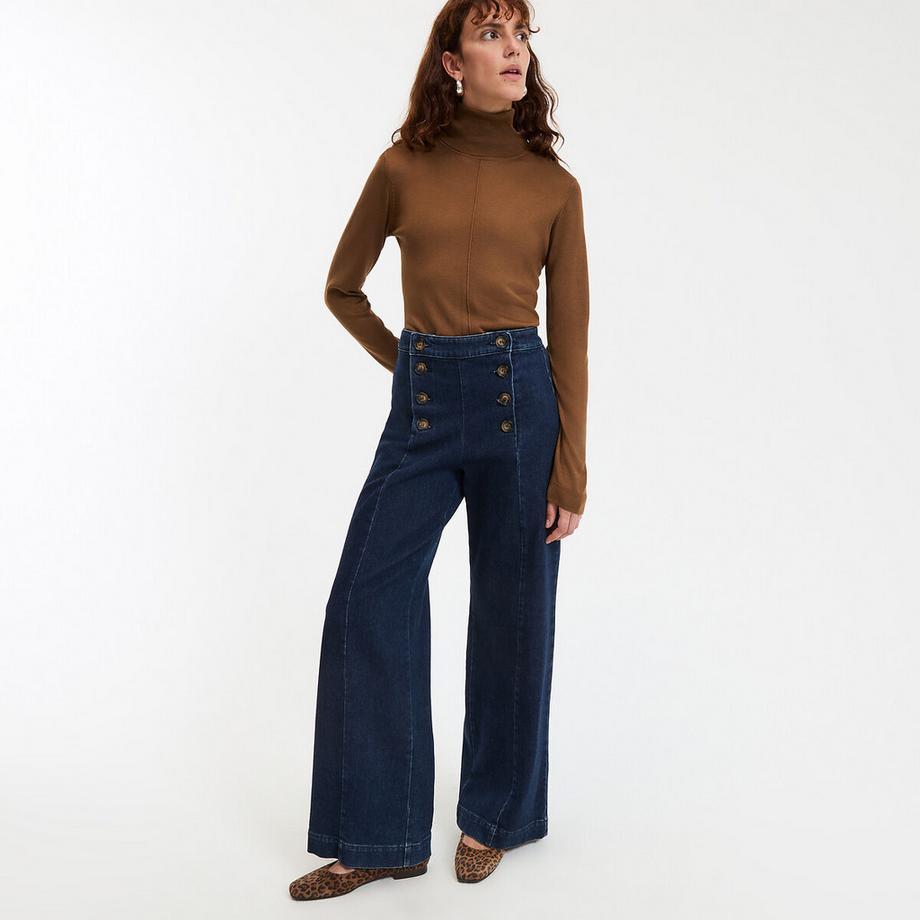 La Redoute Collections Weite High-Waist-Jeans mit Hosenklappe  
