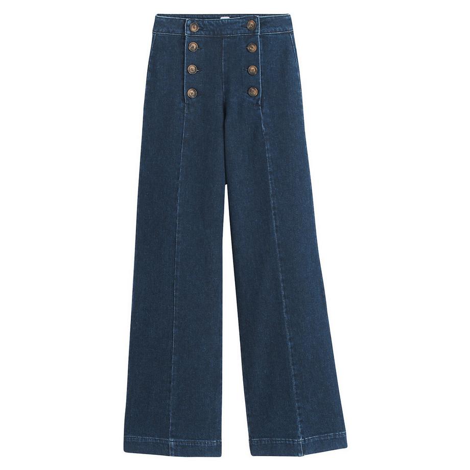 La Redoute Collections Weite High-Waist-Jeans mit Hosenklappe  