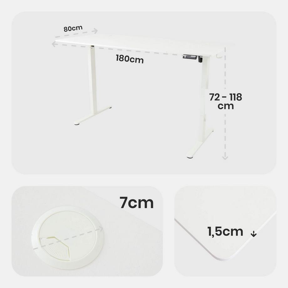 Arebos Bureau électrique réglable en hauteur avec fonction mémoire  