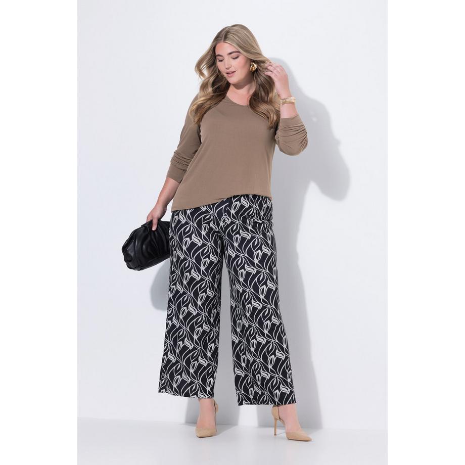 Ulla Popken Jerseyhose weites gerades Bein Elastikbund  