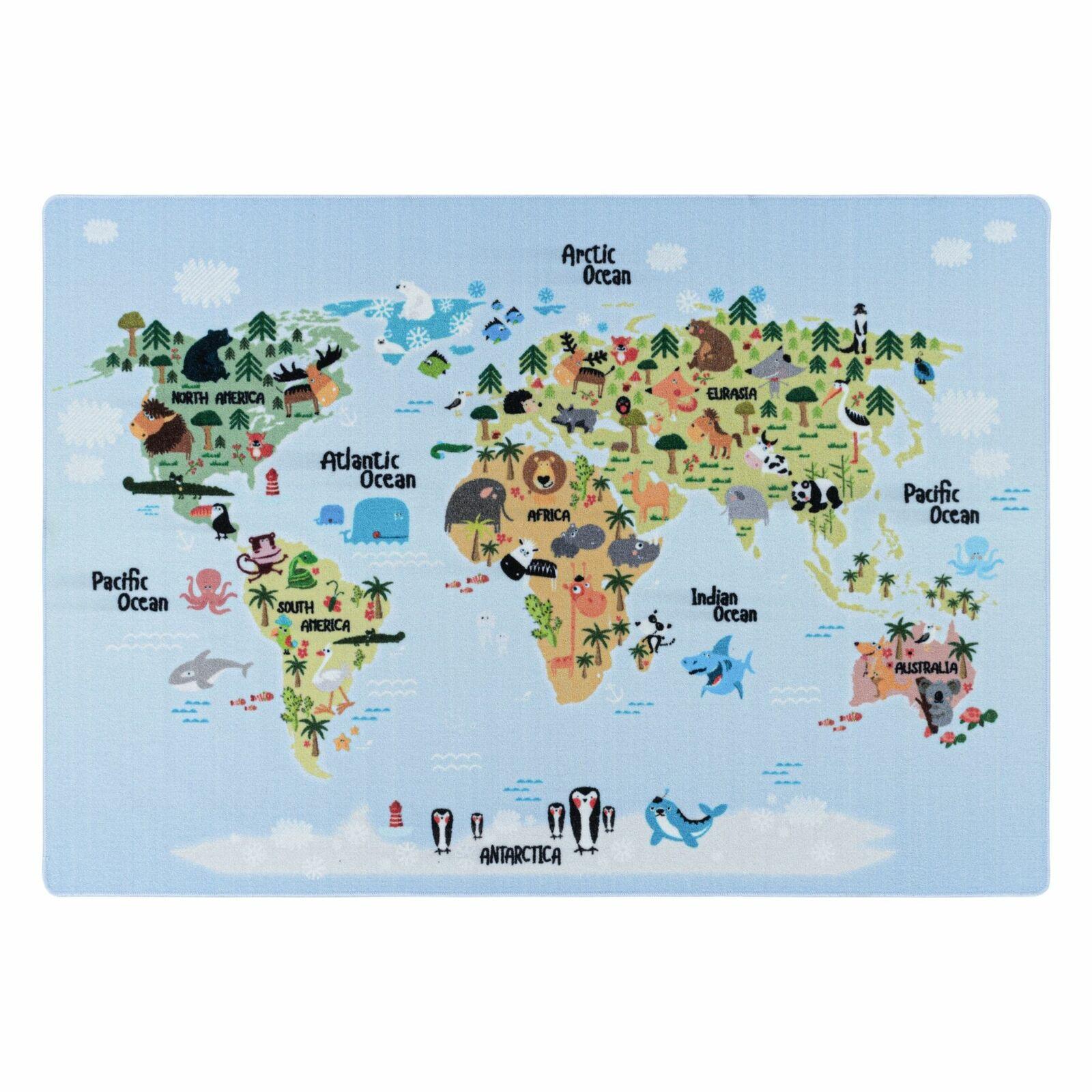 Paco Home Carte du monde du tapis pour enfants maape  