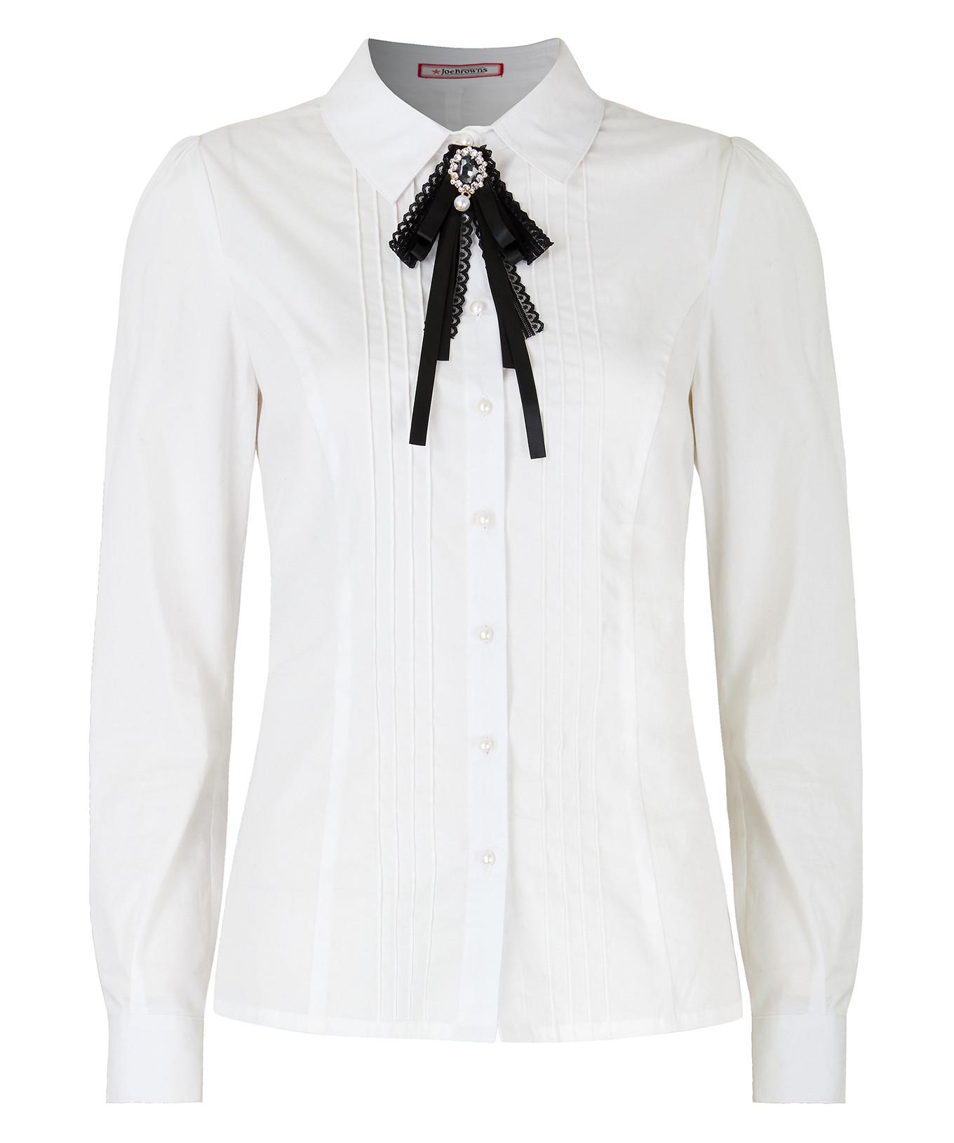 Joe Browns Weisses Hemd mit Schmuckbrosche  
