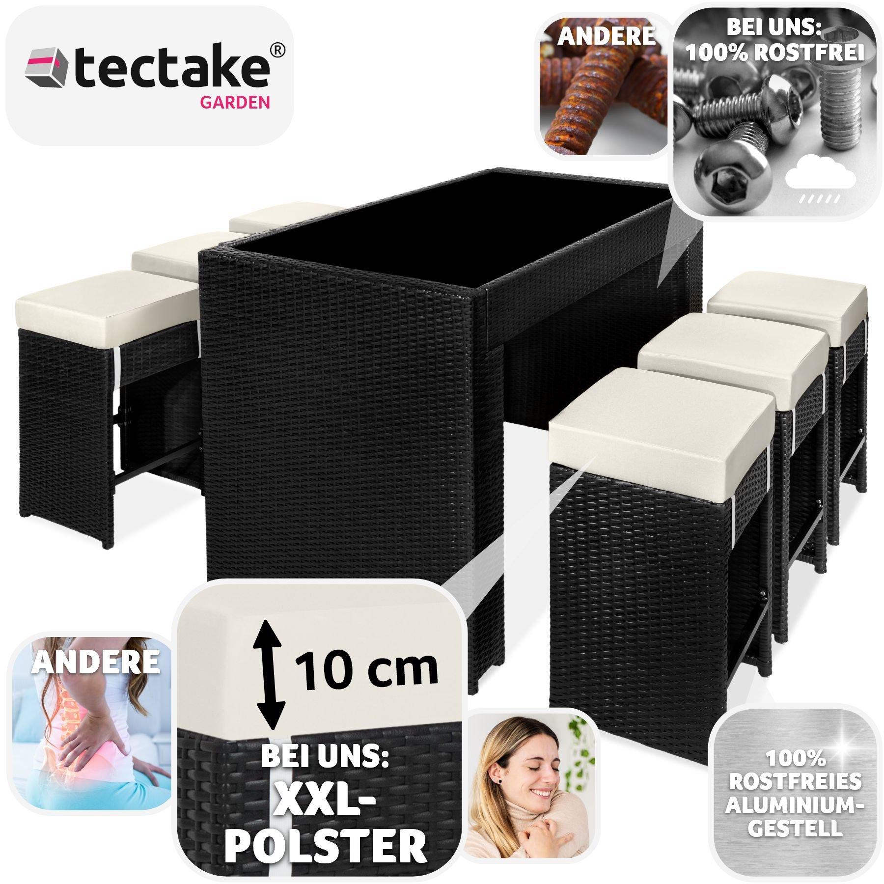 Tectake Aluminium Rattan Barset Ibiza 6+1 mit Schutzhülle  