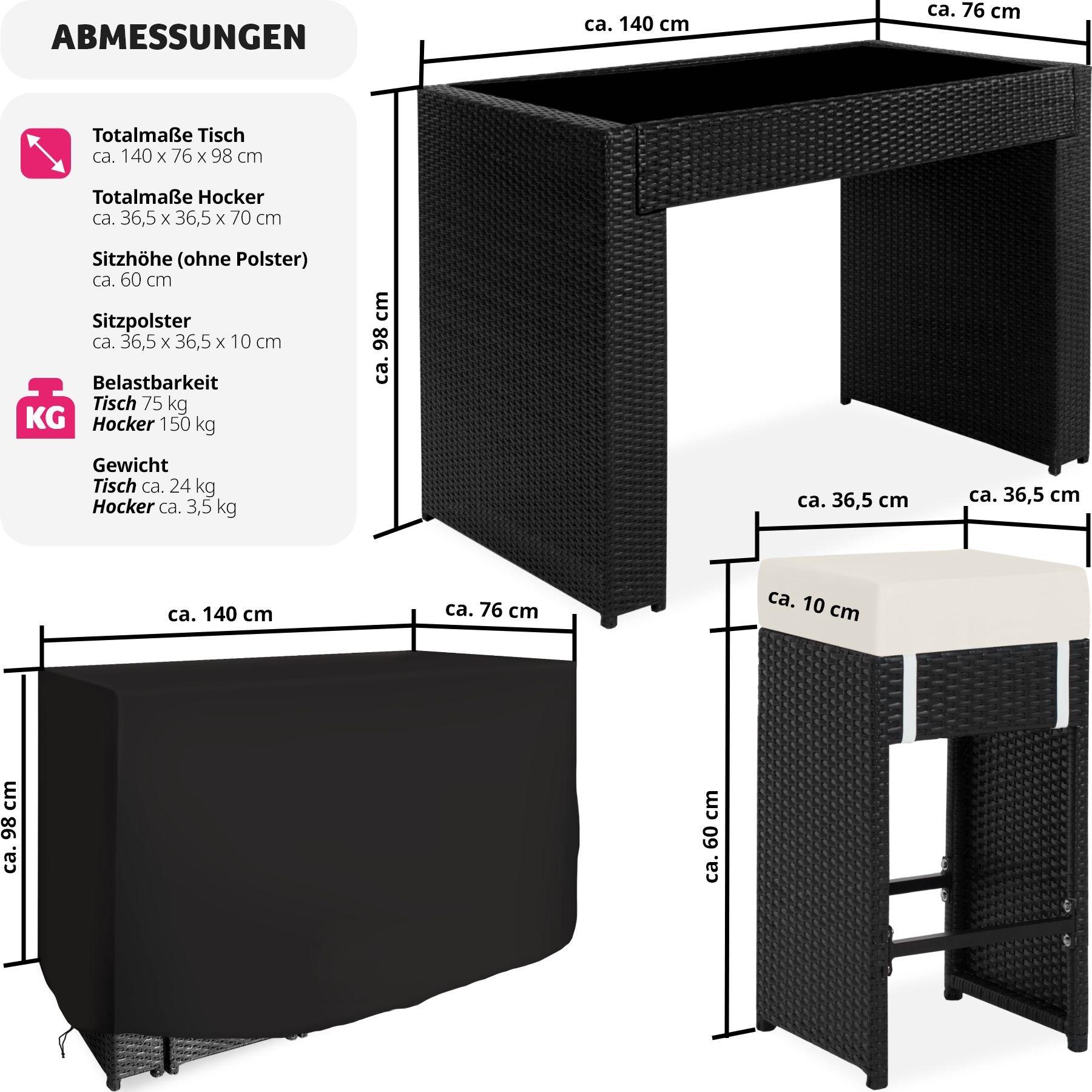 Tectake Aluminium Rattan Barset Ibiza 6+1 mit Schutzhülle  