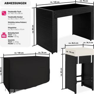 Tectake Aluminium Rattan Barset Ibiza 6+1 mit Schutzhülle  