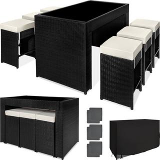 Tectake Aluminium Rattan Barset Ibiza 6+1 mit Schutzhülle  