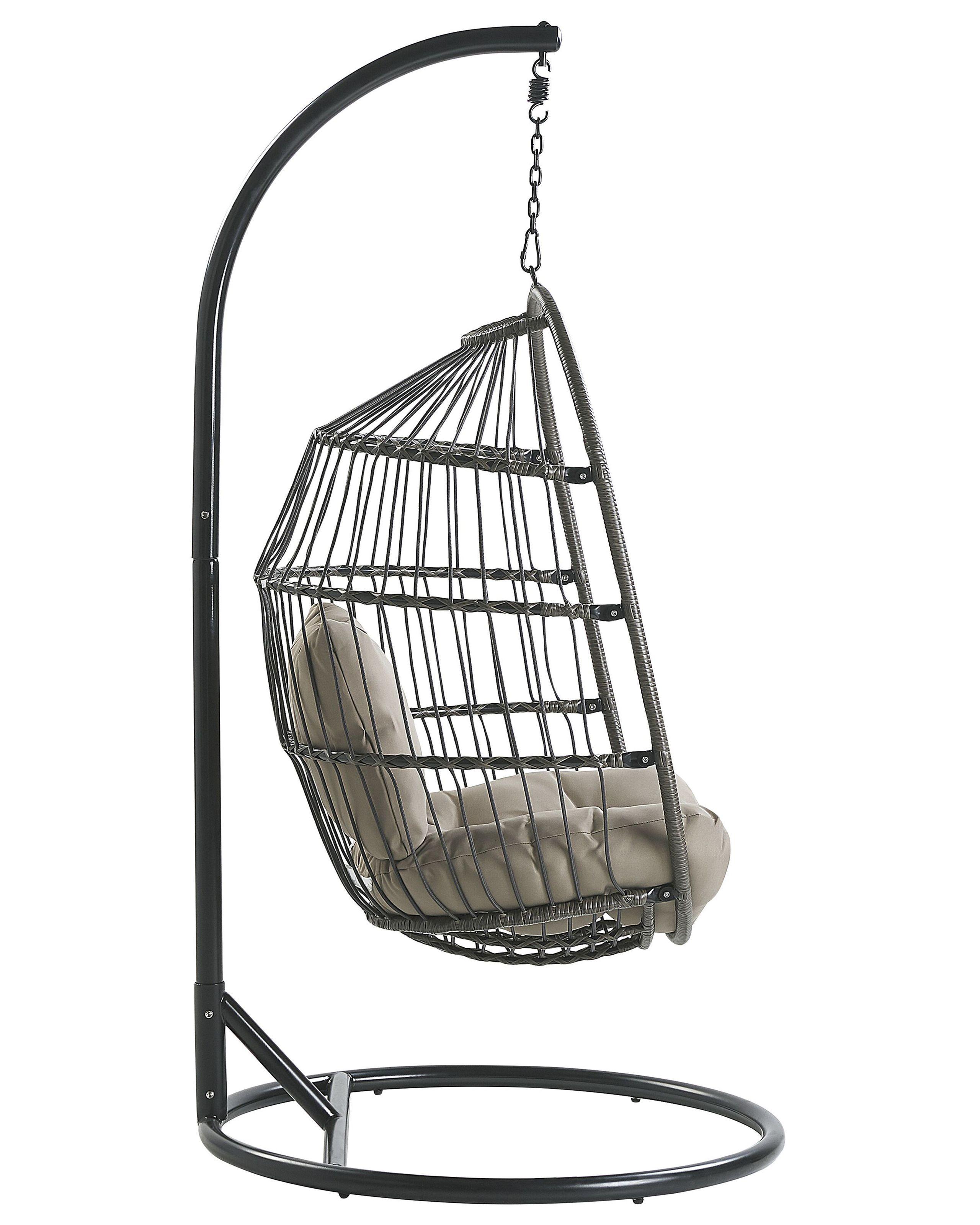 Beliani Hängesessel mit Gestell aus PE Rattan Boho ALBA  