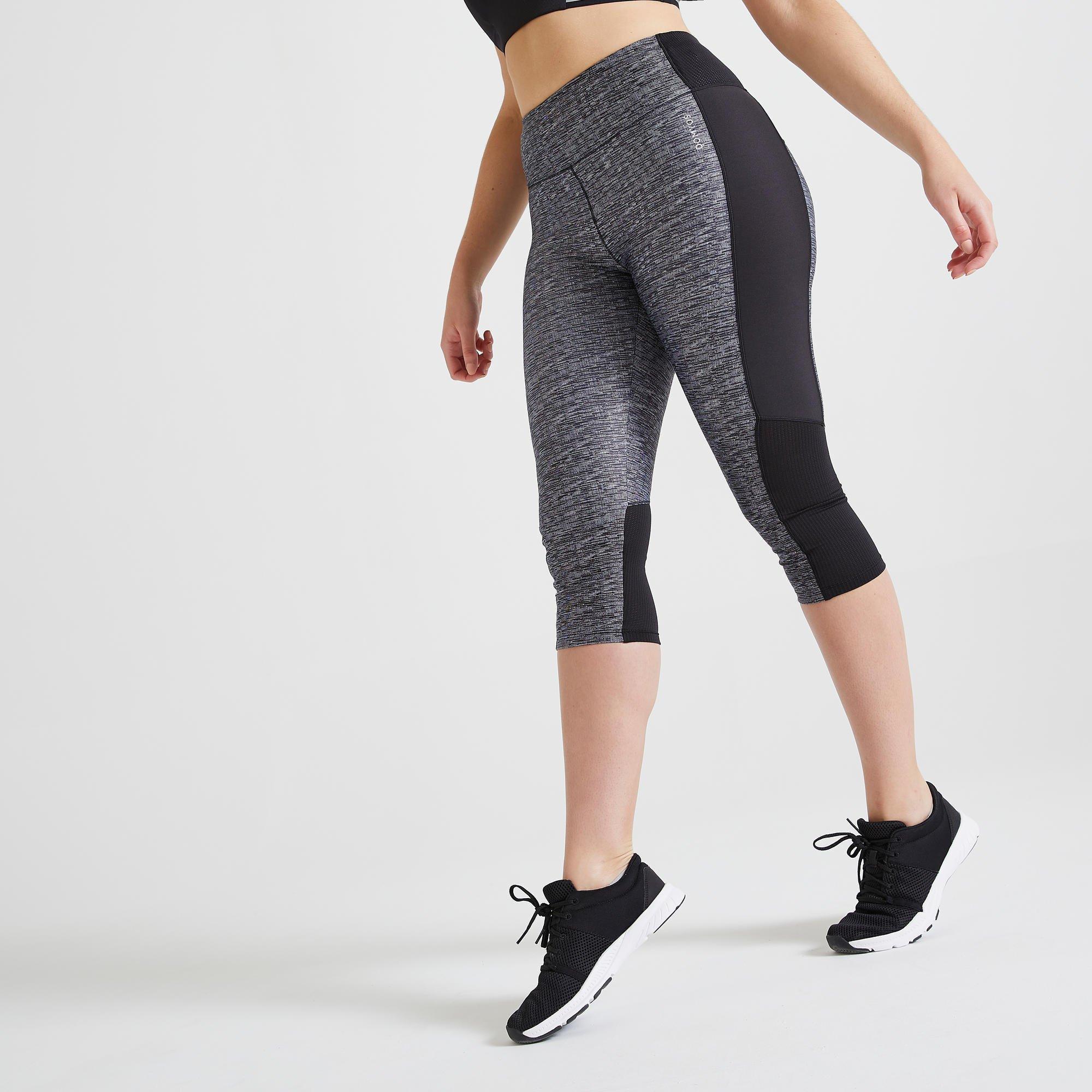 Image of DOMYOS 3/4-Leggings hoher Bund Fitness - S