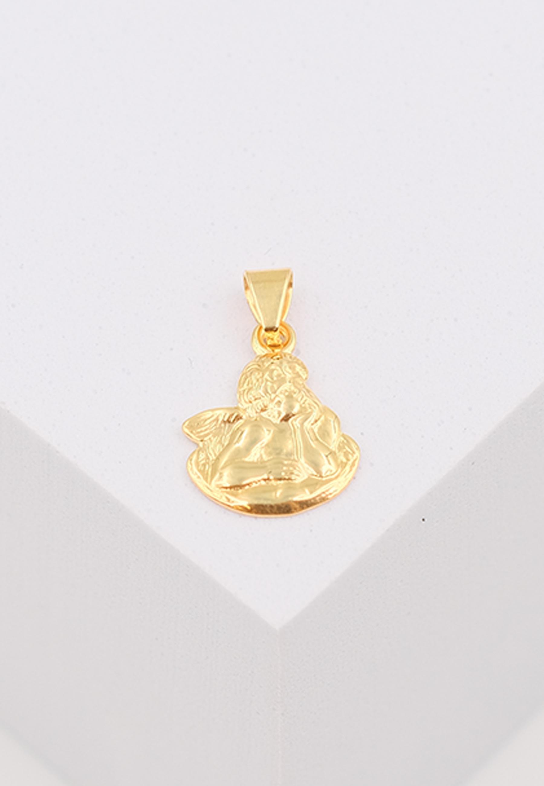 MUAU Schmuck  Pendentif médaille ange sur nuage or jaune 750 