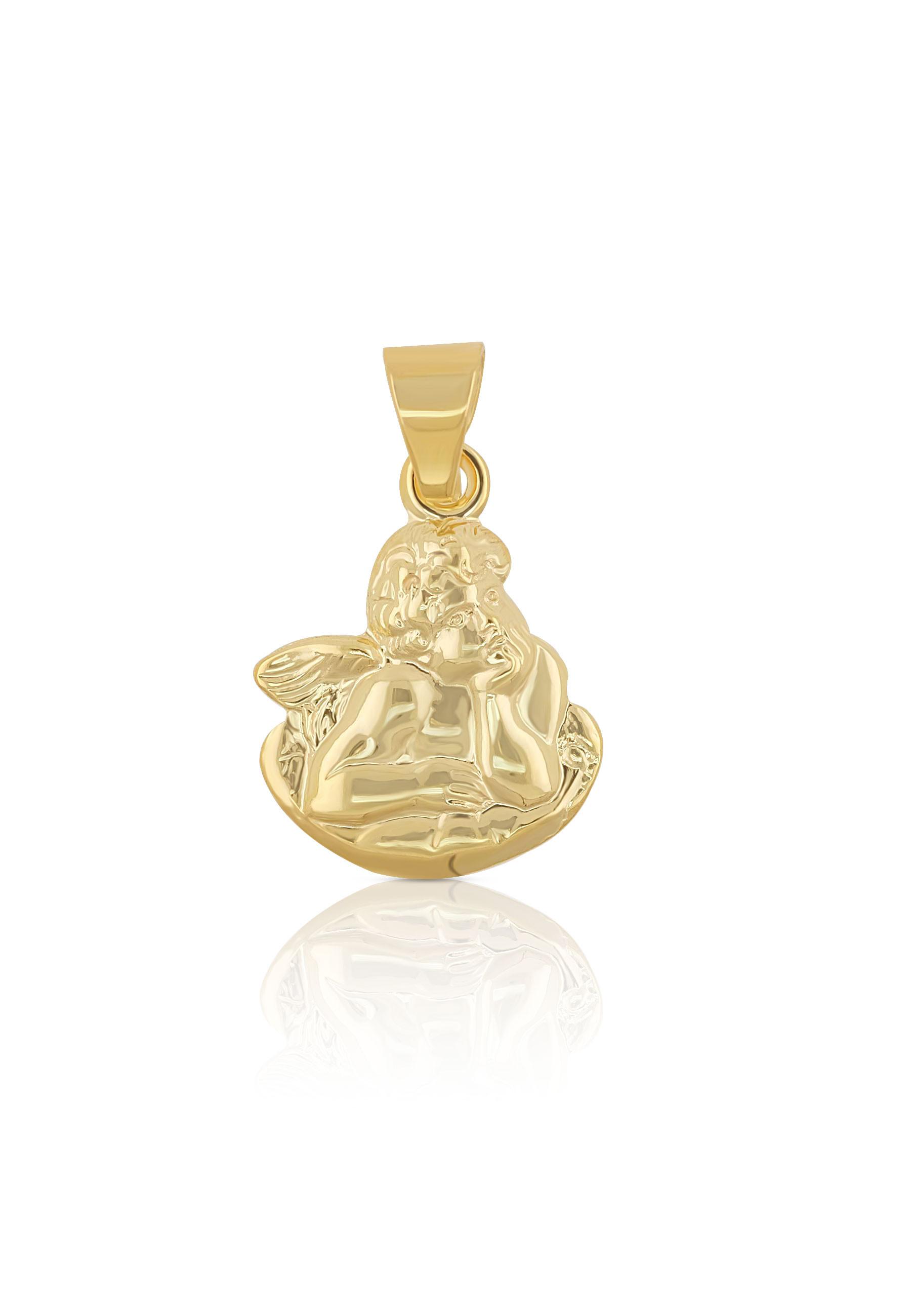 MUAU Schmuck  Pendentif médaille ange sur nuage or jaune 750 