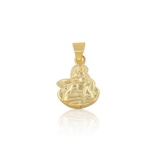 MUAU Schmuck  Pendentif médaille ange sur nuage or jaune 750 