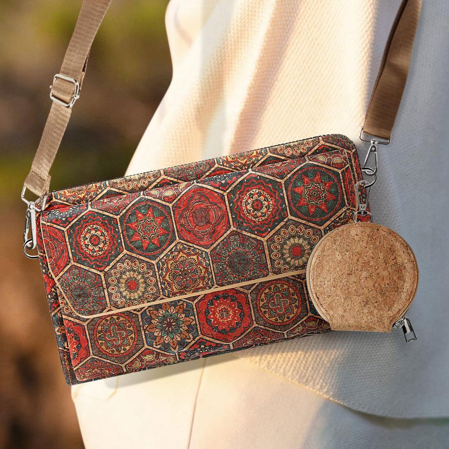 Avizar CorkMosaic Borsa Telefono in Tessuto di Sughero  