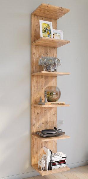 VCM Holzregal hängend | platzsparendes Regal | Maße: H. 180 x B. 35 x T. 30 cm | Elegantes Regal hängend | Aufbewahrungsregal | Bücherregal | Wandboard -  