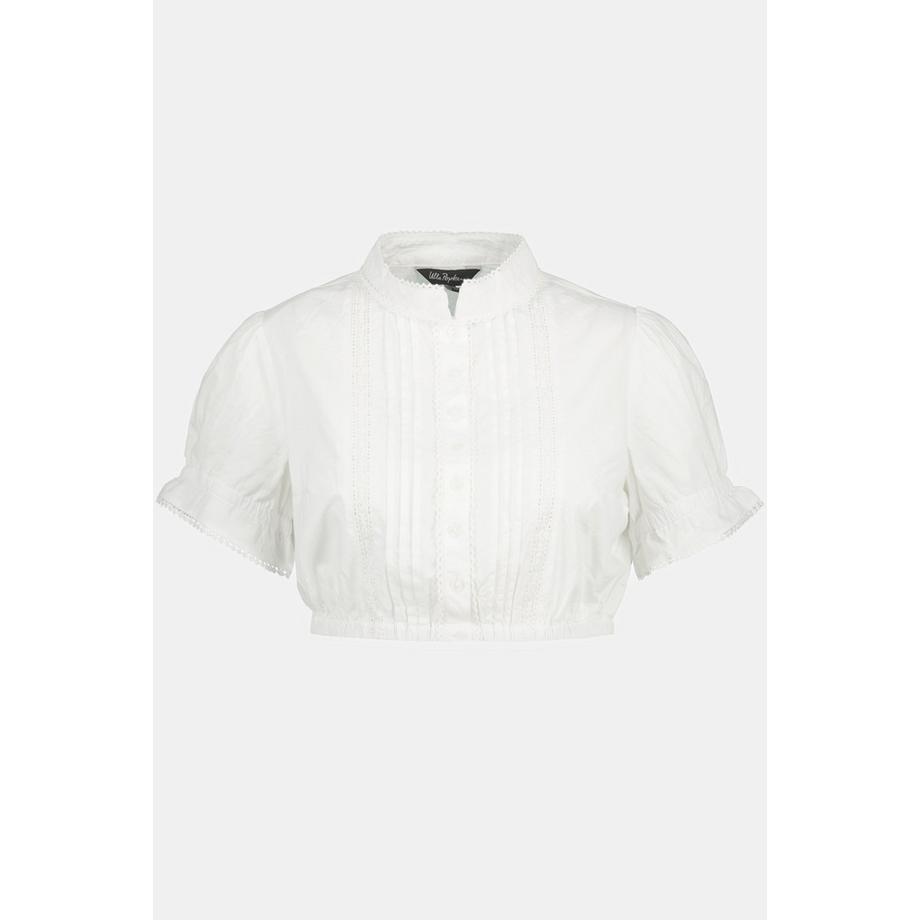 Ulla Popken Blusa Dirndl Nervature Pizzo Collo Alto Mezze Maniche  