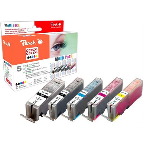 Peach  Kit d'encre Canon PGI-570XL / CLI-571 C, M, Y, 2x BK 