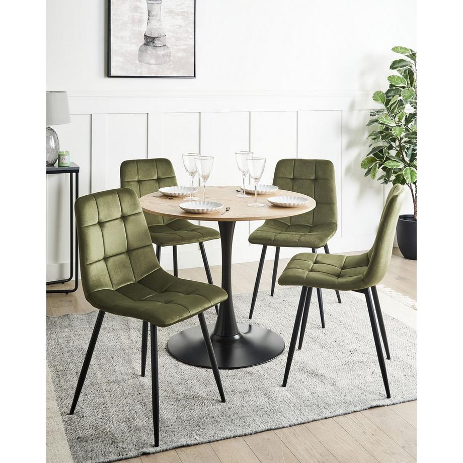 Beliani Lot de 4 chaises de salle à manger en Velours  POWELL  