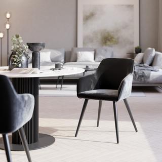 Tectake Sedia Marilyn effetto velluto, gambe nere  