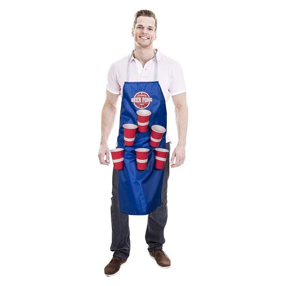 Sombo  Trinkspiel Küchenschürze Beer Pong mit 4 Bällen und 6 Becher 