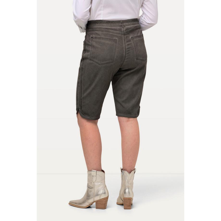 Ulla Popken Mandy Trachten Jeansbermuda Used-Look Stickerei  