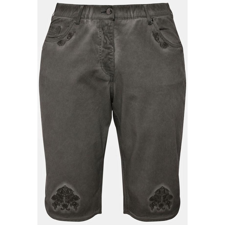 Ulla Popken Mandy Trachten Jeansbermuda Used-Look Stickerei  