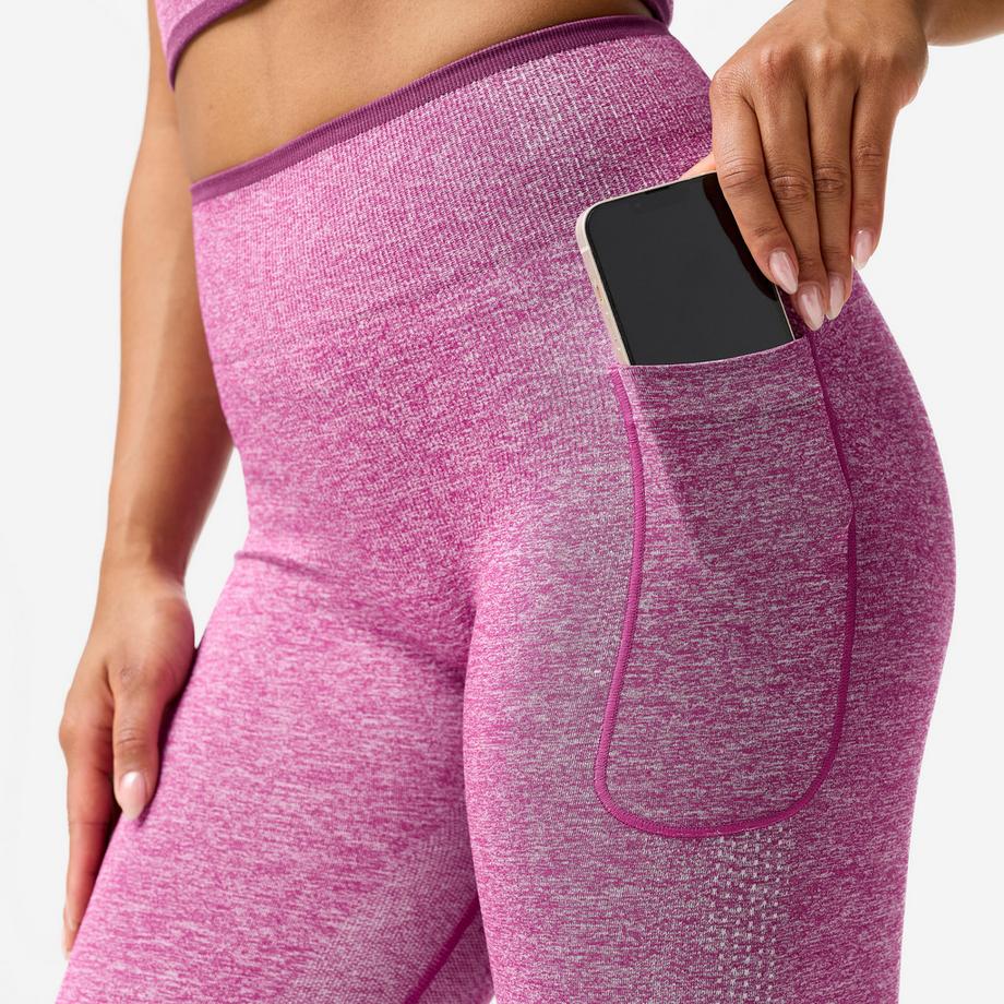 DOMYOS  Legging seamless de musculation femme, violet foncé 