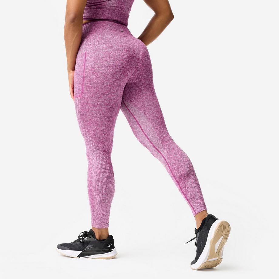 DOMYOS  Legging seamless de musculation femme, violet foncé 