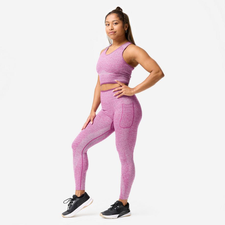 DOMYOS  Legging seamless de musculation femme, violet foncé 